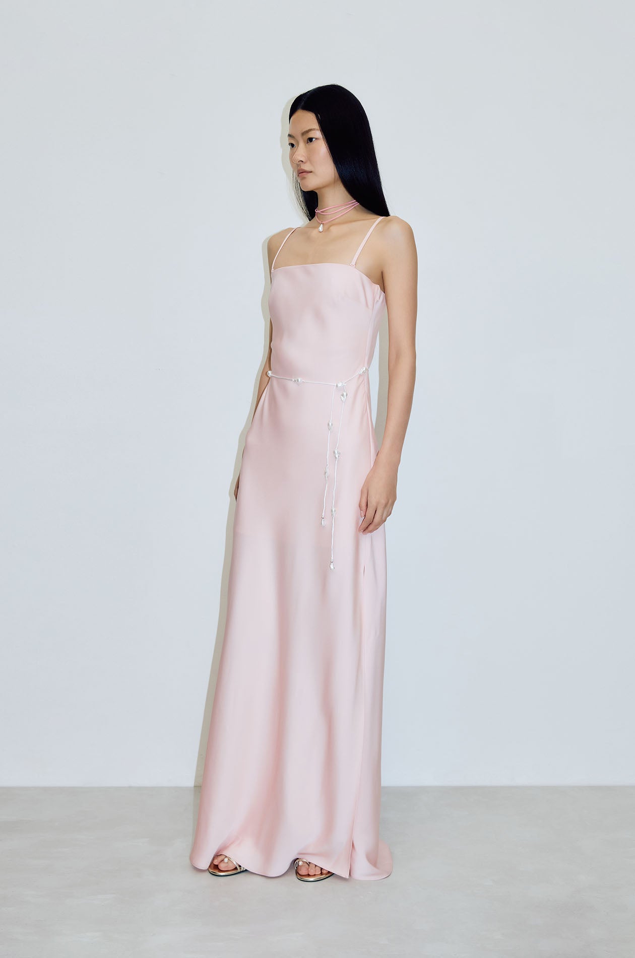 Fluid Maxi Dress with Belt Jaspal Official Store Fluid Maxi Dress with Belt Jaspal Official Store