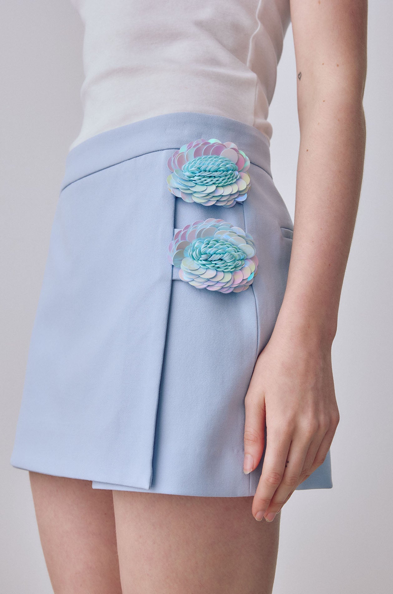 Sequin Flower Mini Skort