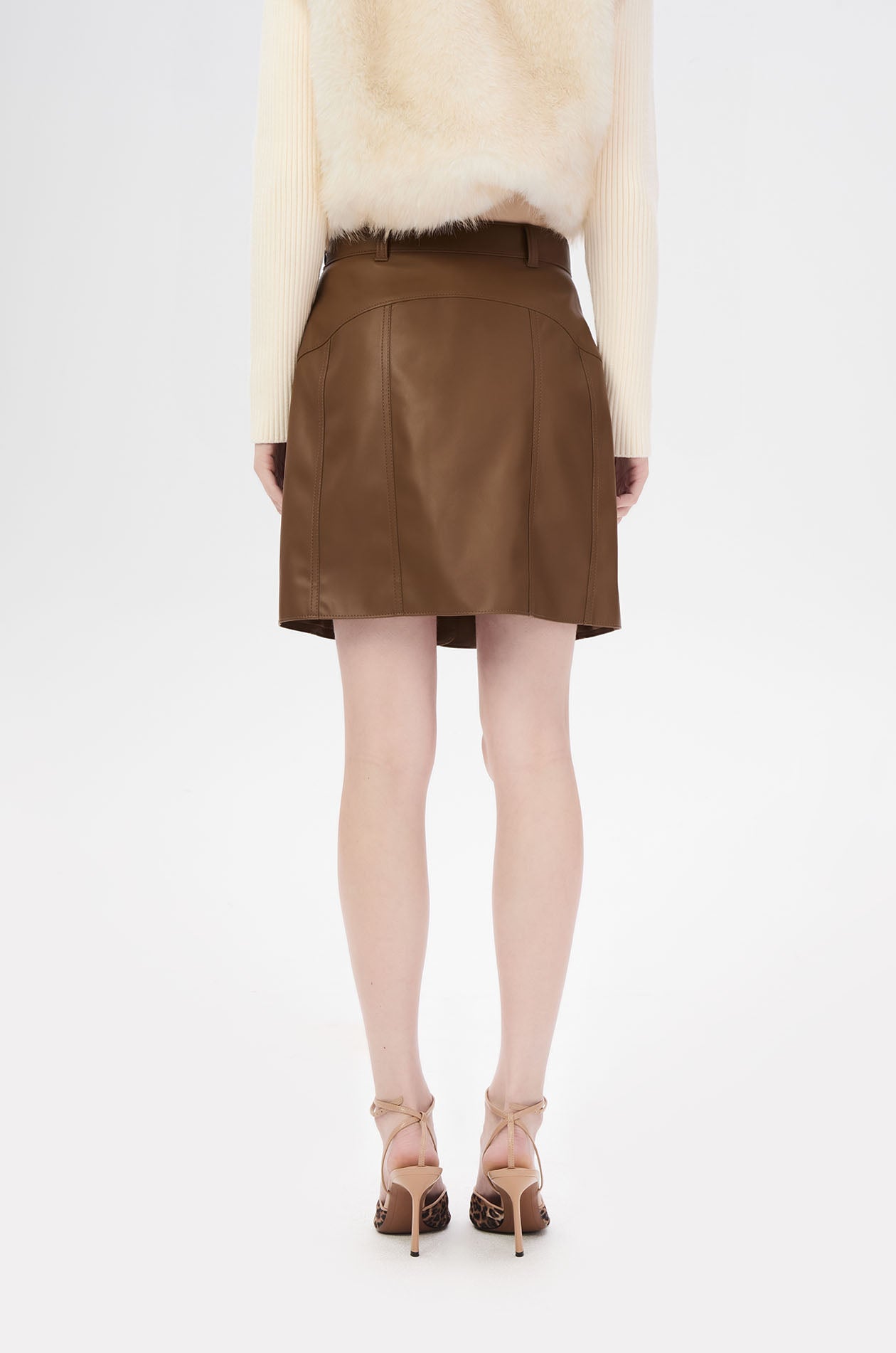 Seamed Faux Leather Mini Skirt | Jaspal Official Store