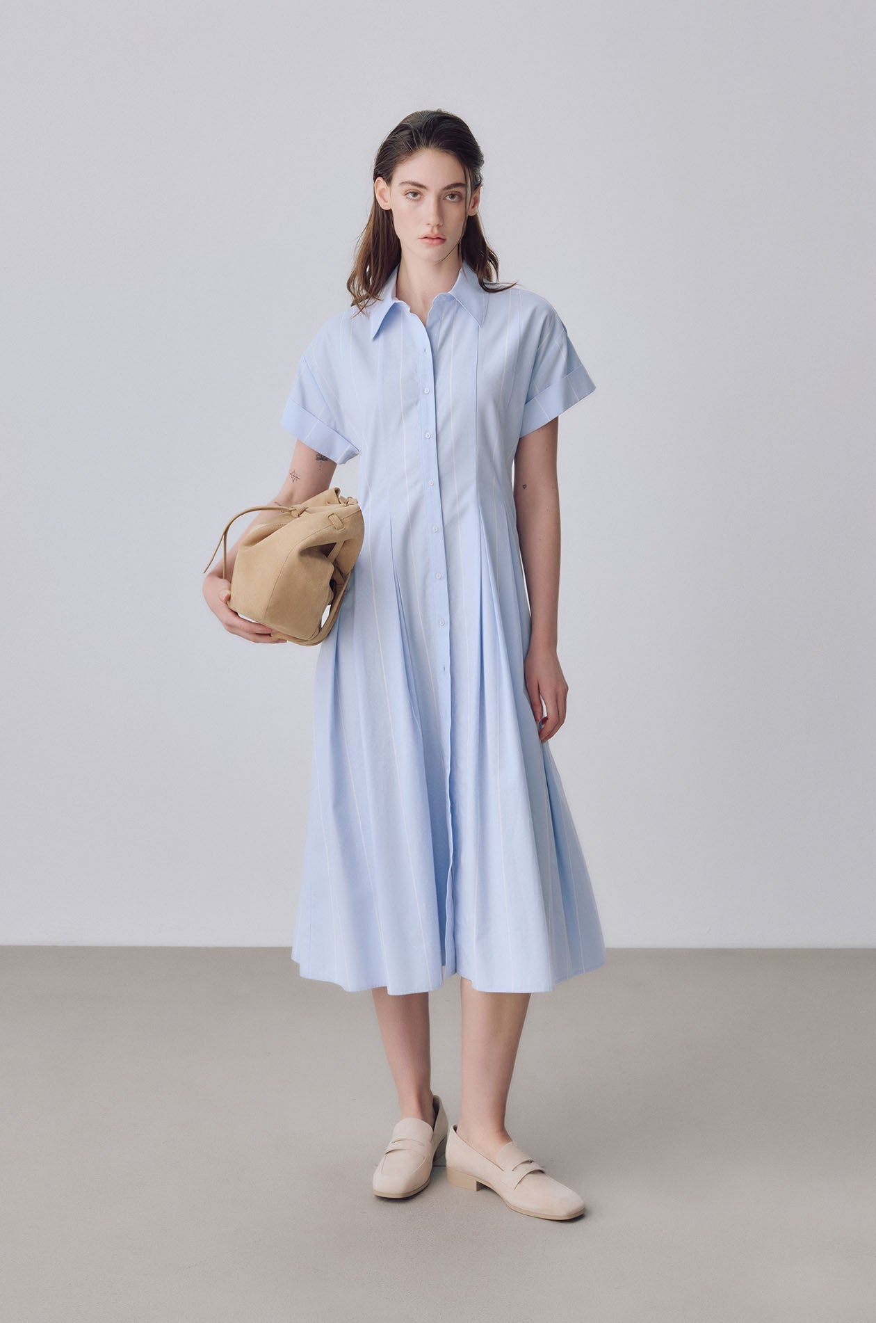 Striped Midi Shirt Dress