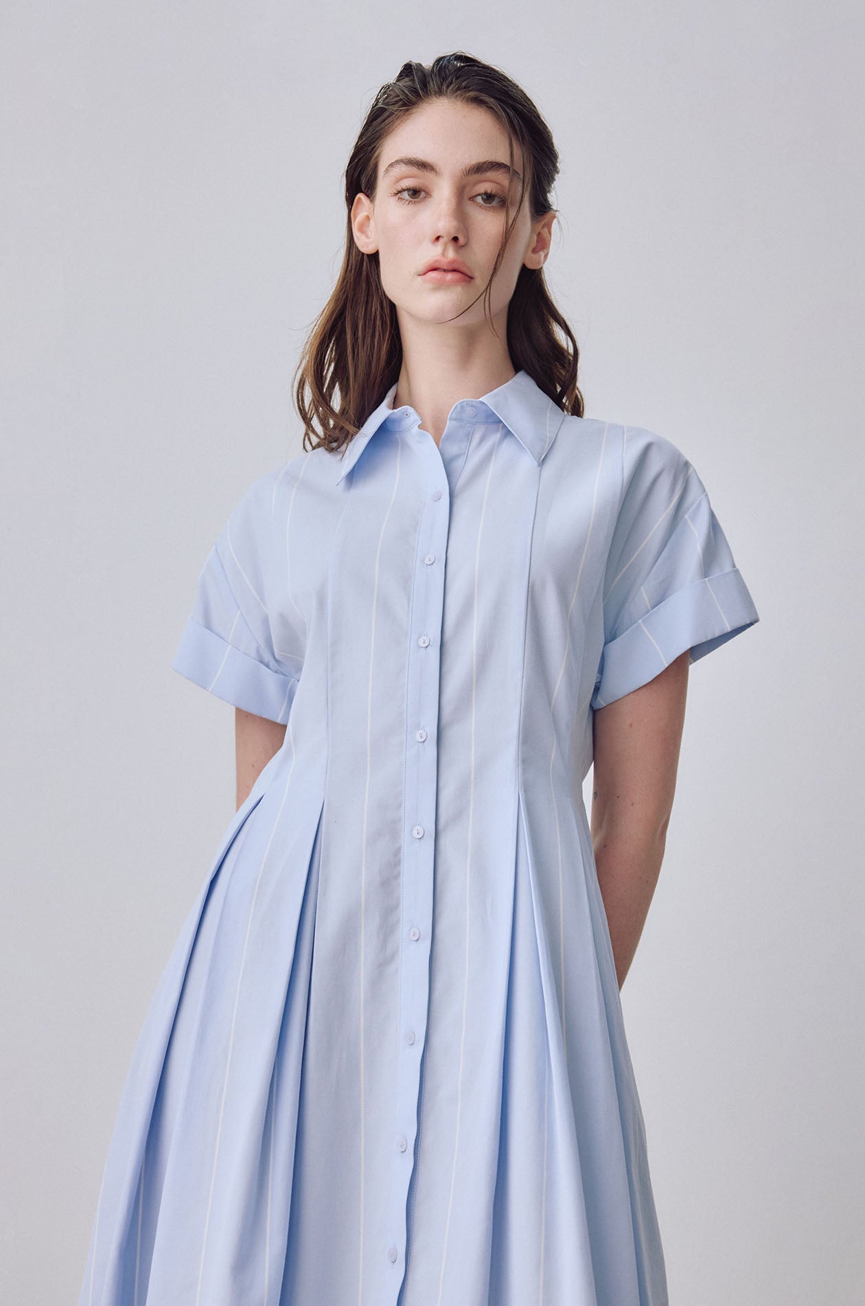Striped Midi Shirt Dress