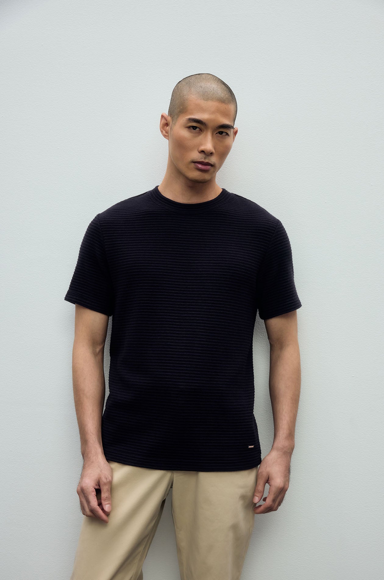 Stripe-Textured Knit T-Shirt